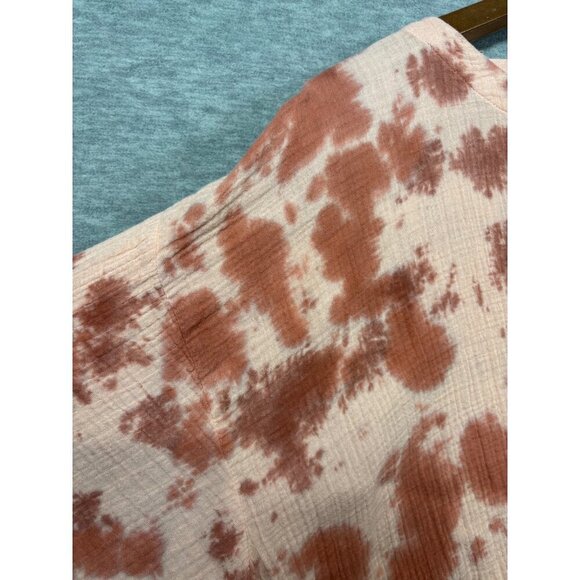 Pure  J Jill Womens Tie Dye Cotton Top With Button Accents Orange‎ Size S - Picture 3 of 6